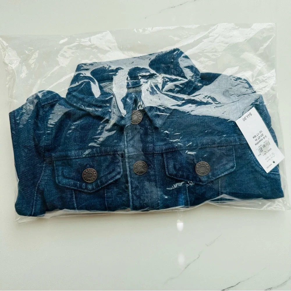 Baby Gap Denim Jacket Baby Girl Boy French Terry Snap Button NWT 6-12m